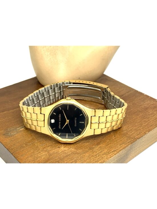 Pierre Cardin Women\'s Watch 001-6L32 Quartz Black Dial Gold Tone Stainless Steel